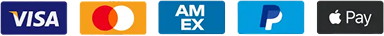 Visa, Mastercard, American Express, PayPal and Apple Pay